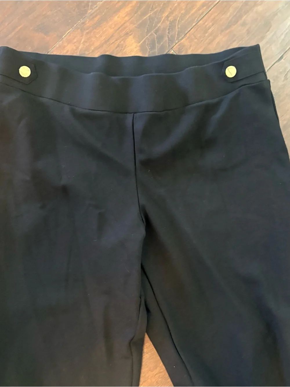 Anne Klein Black Capris with Gold Buttons